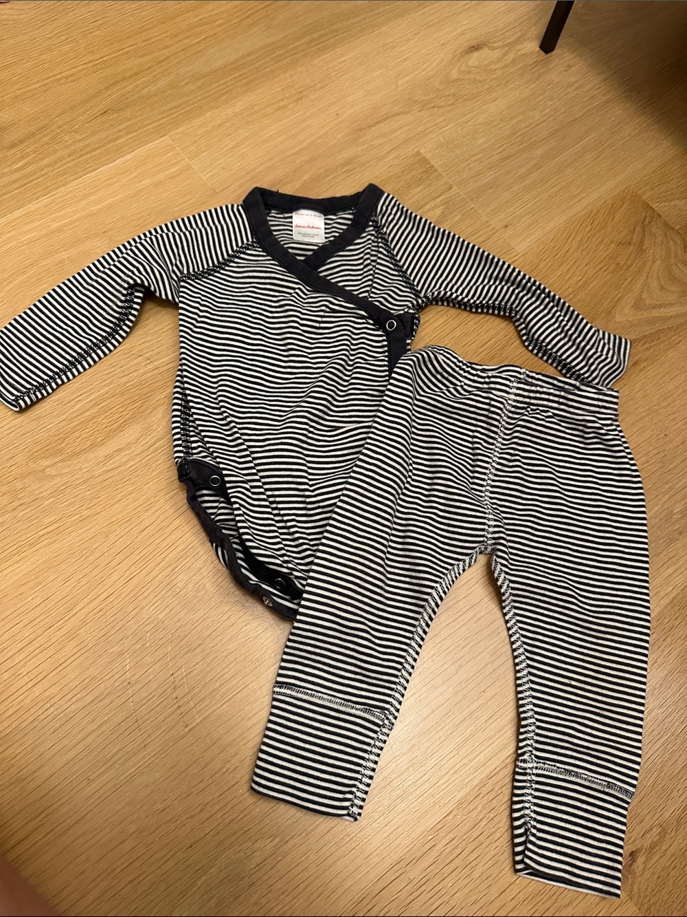 Hanna Andersson Black and White Striped Baby One-Piece with Pants